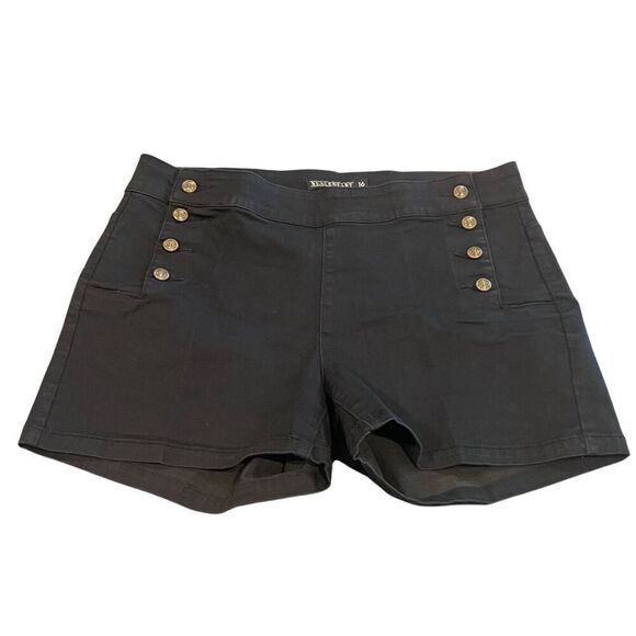 Blackheart Shorts Juniors Size 16 Black Nautical High Rise Casual Flat Front - Picture 1 of 5